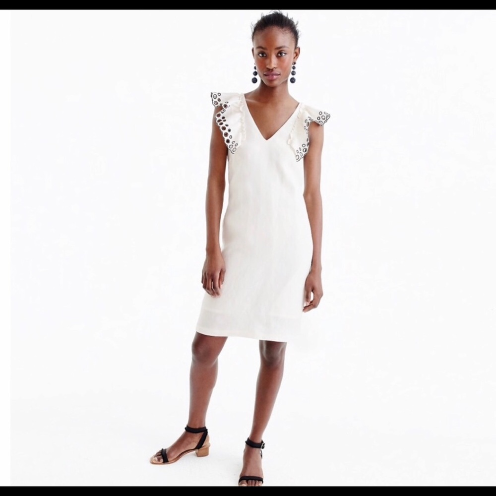 White dress with ruffle sleeves